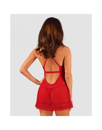 lingerie vous présente lacelove babydoll et string rouge