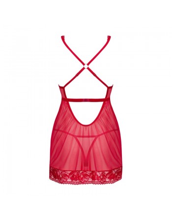 lingerie vous présente lacelove babydoll et string rouge