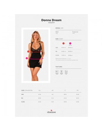 lingerie vous présente donna dream babydoll et string noire