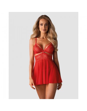 babydoll et string rouge de la collection obsessibe 838