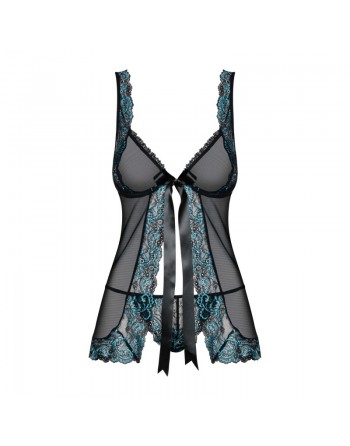 amanta babydoll noire et turquoise de la marque obsessive