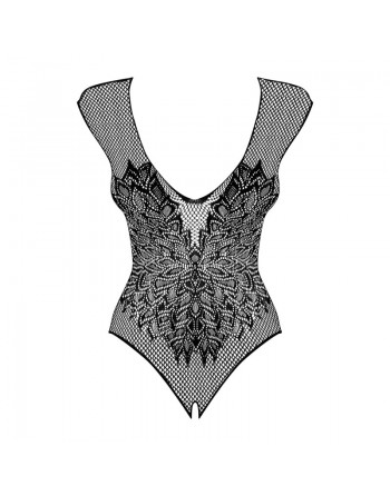  obsessive : body noir semi transparent à motifs